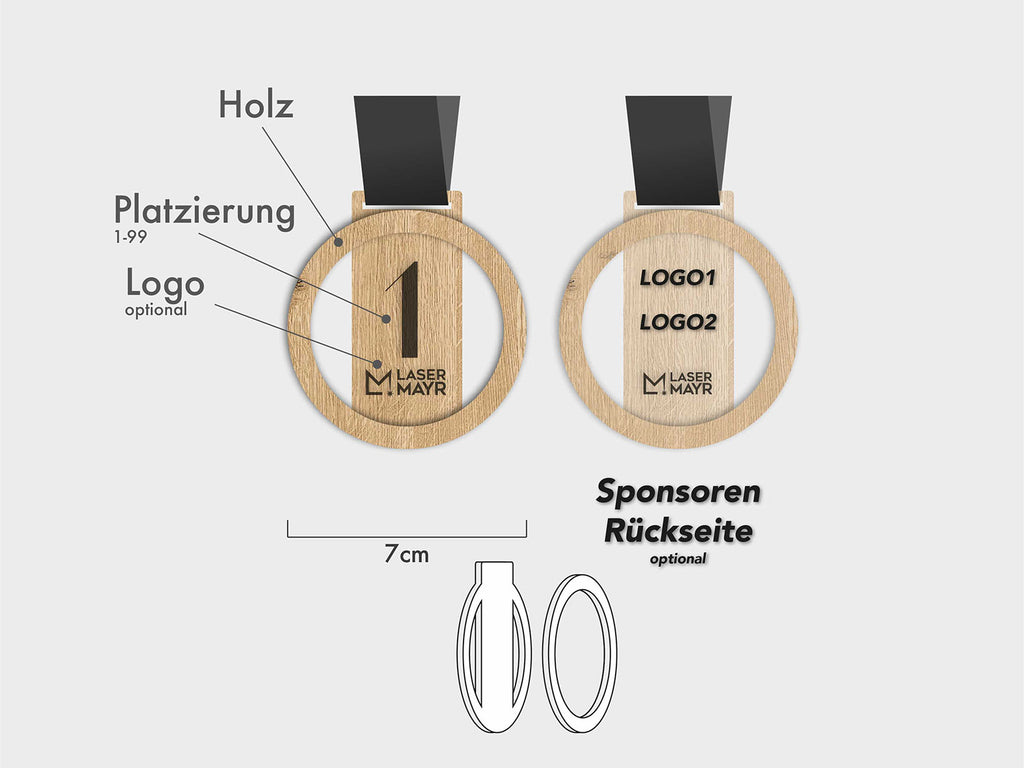 Medaille Personalisiert Holz 7cm